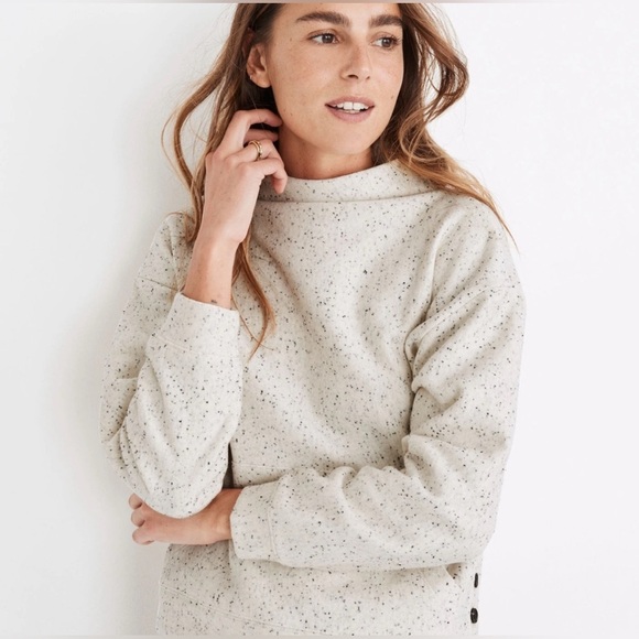 Madewell Tops - Madewell Donegal Mockneck Sidbutton Sweatshirt Large